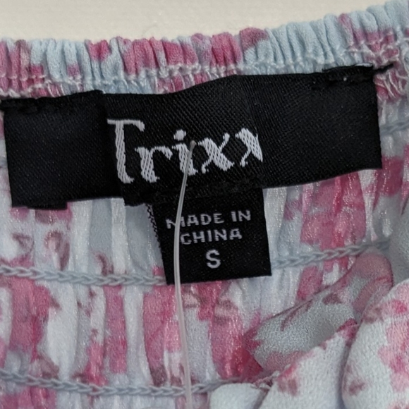 NWT TRIXXI Juniors' Floral-Print Smocked-Sleeve Dress Small - Picture 2 of 5